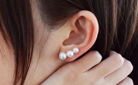 S085-237_あこや真珠 パール ピンク 3連 イヤーカフ ベビー 5.5mm ～ 7.5mm