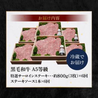 S001-002-T06_【定期便6回】天草産 黒毛和牛 A5等級 特選サーロインステーキ 3枚