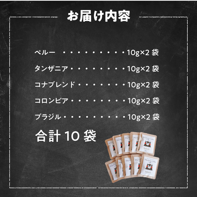 S018-007_世界5ヶ国のコーヒー飲み比べ、くまモンドリップ・コナ・コーヒー