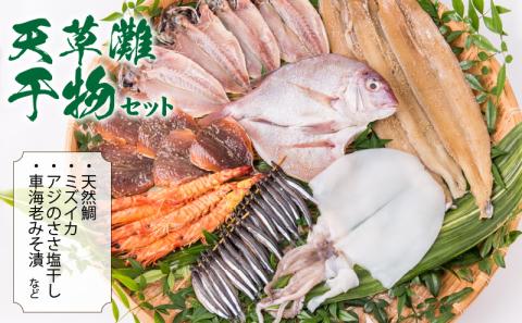 S011-023_天草灘干物セット(天然鯛、ミズイカ、アジのささ塩干し・車海老みそ漬等)
