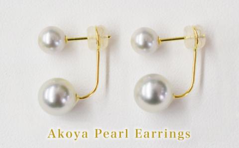 S101-252_天草産 6mm-6.5mm＆8mm-8.5mm ピアス あこや真珠 ナチュラル スタッド ダブルパール L字 K18 K14 真多麻級