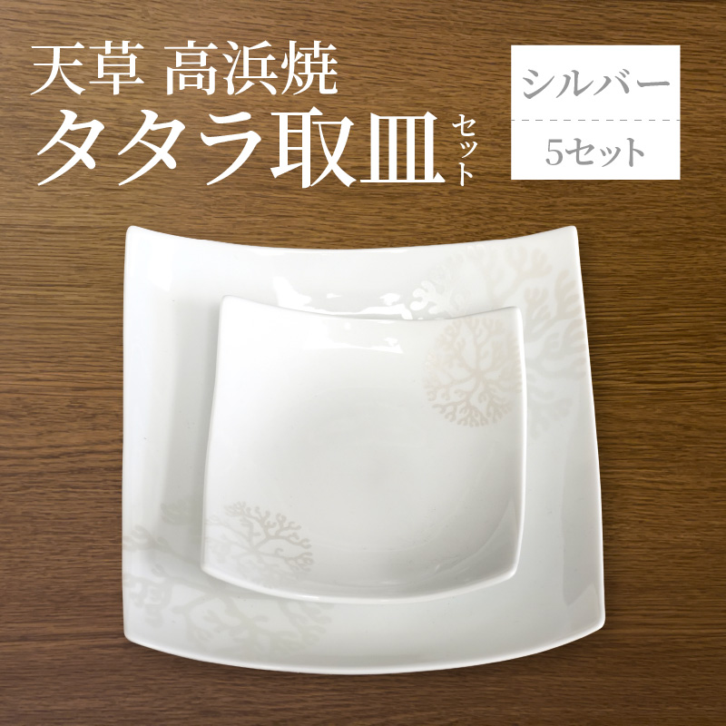 S026-119_天草 高浜焼 タタラ取皿セット シルバー5セット