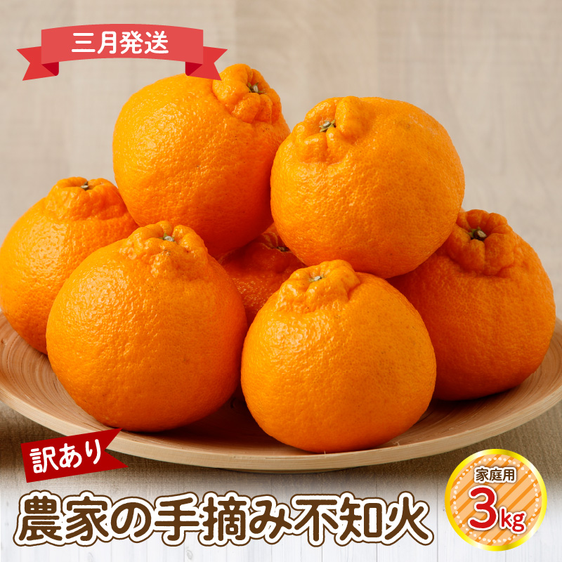S040-030-03_【訳あり】≪3月発送≫農家の手摘み　不知火　家庭用　3kg ≪3月発送≫