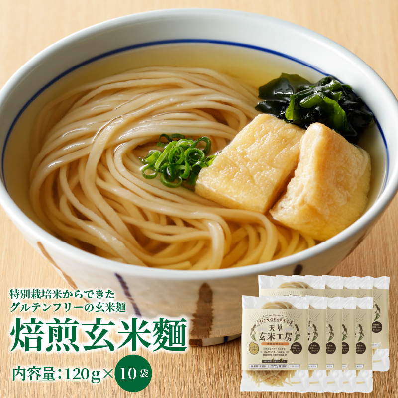 S067-029_特別栽培米からできた焙煎玄米麺（120g×10袋） 1200g