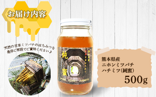 【数量限定】熊本県 美里町 ハチミツ ニホンミツバチ 純蜜 500g【中蓮寺農園】