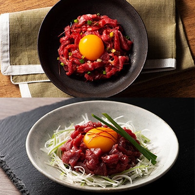 「熊本特産」馬刺しユッケ2種とネギトロの食べ比べセット(美里町)【配送不可地域：離島】