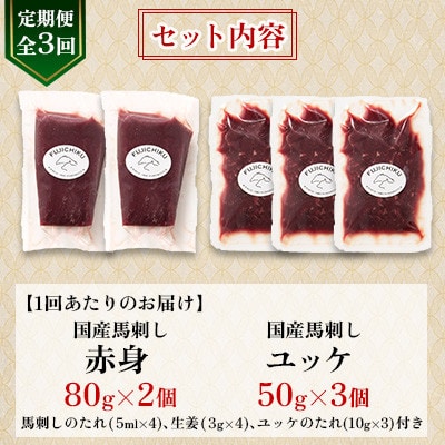 【毎月定期便】【全3回】フジチク国産馬刺しとユッケのセット合計310g(美里町)全3回【配送不可地域：離島】