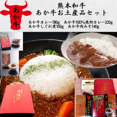 あか牛お土産セット(カレー180g、挽肉カレー220g、しぐれ煮100g、肉みそ140g)(美里町)