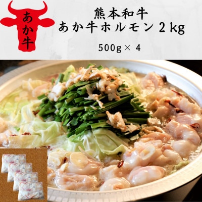 熊本和牛あか牛ホルモン2kg(500g×4)(美里町)【配送不可地域：離島】