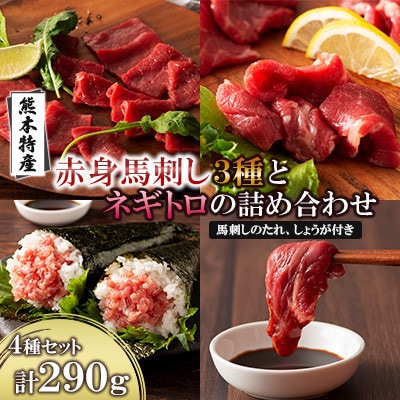 「熊本特産」赤身馬刺し3種とネギトロの詰め合わせ(美里町)【配送不可地域：離島】