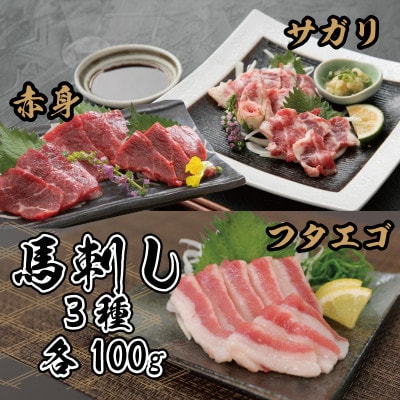 3種の馬刺し 300g【赤身・フタエゴ・サガリ各100g】(美里町)【配送不可地域：離島】