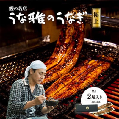 ヒロシのおすすめ!鰻の名店『うな雅』国産 手焼き 鰻【極上】かば焼き 2尾 約500g【配送不可地域：離島】