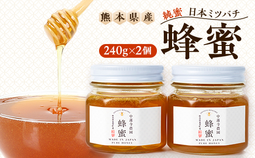 【数量限定】熊本県 美里町 はちみつ 純蜜 240g×2個【中蓮寺農園】