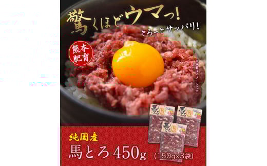馬とろ 150g×3袋 《30日以内に出荷予定(土日祝除く)》 馬刺 国産 熊本肥育 冷凍 肉 絶品 馬肉 予約 熊本県---gkt_fkgtoron_30d_r7_11000_450g----