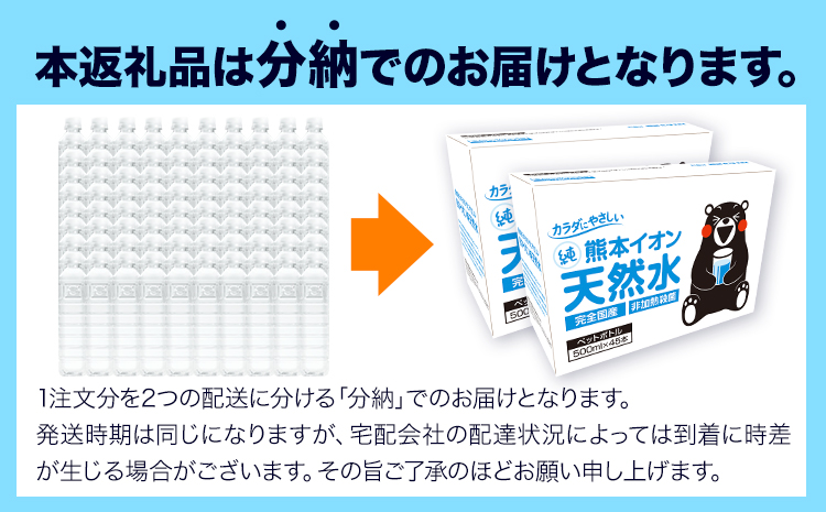 【6ヶ月定期便】水 500ml 家計応援 くまモン の ミネラルウォーター 天然水 熊本イオン純天然水 ラベルレス 90本 500ml 《申込み翌月から発送》 飲料水 定期 備蓄 備蓄用 箱 ペットボトル 防災用 調乳 ラベル ミネラルウオーター---gkt_gfrsttei_r7_66000_90p_mo6--- st-p