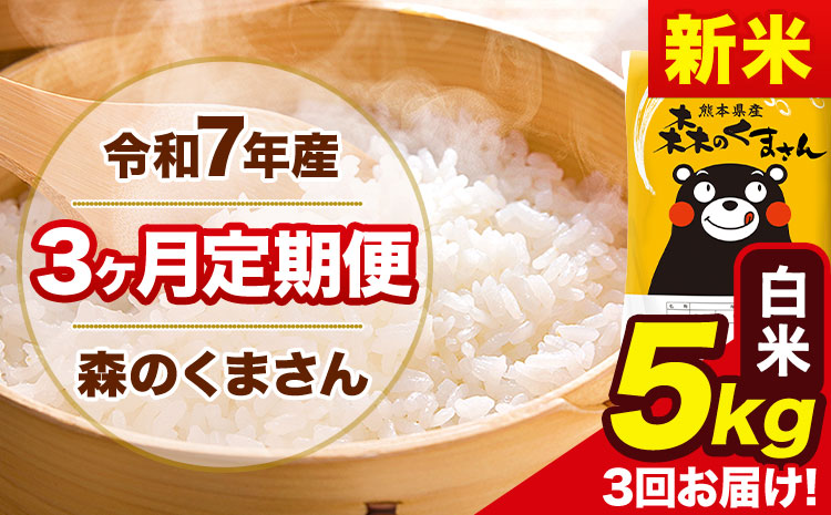 新米 令和7年産 森のくまさん【3ヶ月定期便】 白米 《お申込み翌月から出荷》5kg(5kg×1袋) 計3回お届け 熊本県産 単一原料米 森くま 熊本県 玉東町---mk7tei_34500_5kg_mo3_gkt_h---