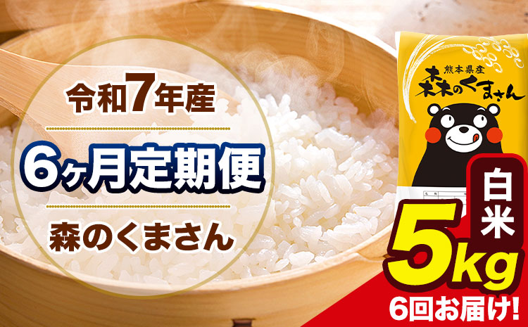 令和7年産 森のくまさん【6ヶ月定期便】 白米 《お申込み翌月から出荷》5kg(5kg×1袋) 計3回お届け 熊本県産 単一原料米 森くま 熊本県 玉東町---mk7tei_69000_5kg_mo6_gkt_h---