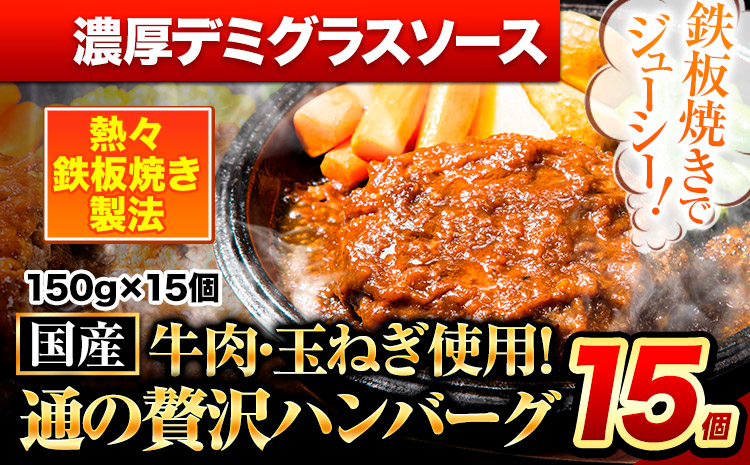 ハンバーグ 15個 国産のお肉使用！ 鶏肉不使用 温めるだけ 「通の贅沢ハンバーグ」濃厚デミグラスソース《11月上旬-11月末頃出荷》 牛 訳あり 小分け 早く届く---gkt_fuhg_ac11_r7_12500_15i_nd---