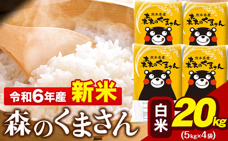 令和6年産 新米 森のくまさん 20kg 5kg × 4袋 白米 熊本県産 単一原料米 森くま[11月-12月より出荷予定]送料無料---gkt_mk6_af11_24_36000_20kg_h---