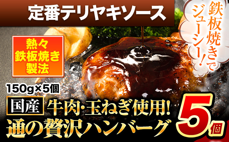 ハンバーグ 5個 国産のお肉使用! 鶏肉不使用 温めるだけ 「通の贅沢ハンバーグ」定番テリヤキソース[45日以内に出荷予定(土日祝除く)] 牛 訳あり 小分け 早く届く---gkt_fuhg_45d_24_5000_5i_tt---