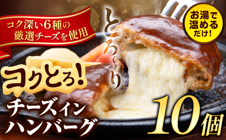 ハンバーグ チーズインハンバーグ 10個 湯せん で 温めるだけ デミグラス 《30日以内に出荷予定(土日祝除く)》 簡単 調理 惣菜 冷凍 牛 湯煎 人気 子供 こども 小分け チーズ ふるさと納税 熊本県 玉東町---gkt_ftzhng_30d_r7_10000_10p---