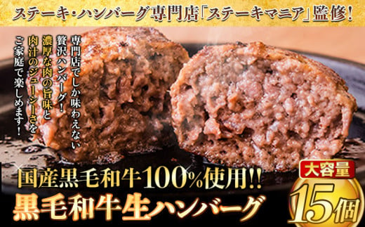 黒毛和牛100% 生ハンバーグ140g×15個入り [3月上旬-4月末頃出荷予定] 黒毛和牛 バイキング---gkt_fkwnhamv_af3_25_13000_2100g---