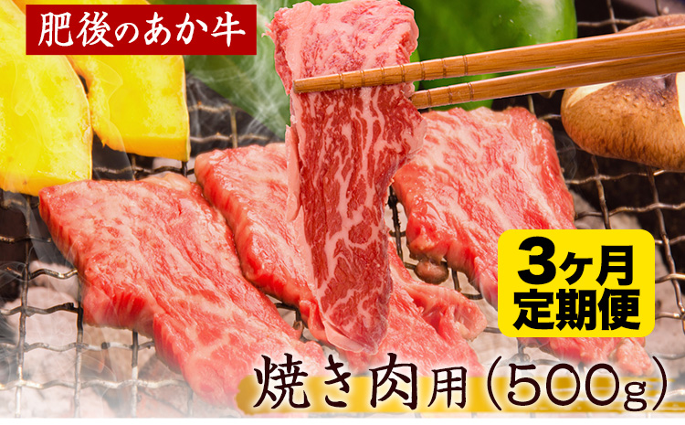 3ヶ月定期便 肥後のあか牛 焼き肉用 約500g×3ヶ月 牛肉 長洲町L（桜屋） 熊本 特産 あか牛《お申込み月の翌月から出荷開始》---sn_f501hyktei_r7_42000_mo3num1---st-p