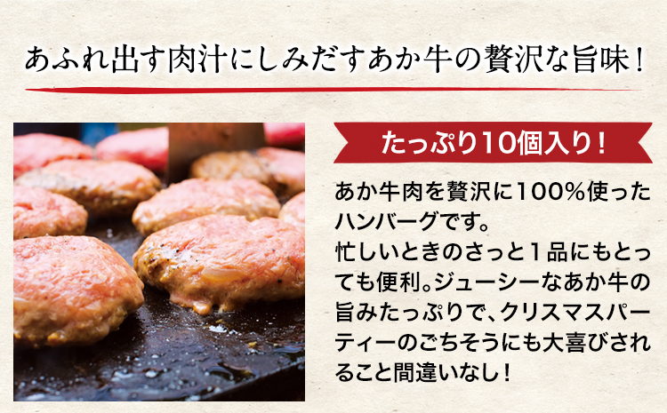 【3ヶ月定期便】【希少和牛】ハンバーグ  あか牛ハンバーグ 150g × 10個 長洲町L（桜屋） 《お申込み月の翌月から出荷開始》---sn_f501akhbtei_r7_37000_mo3num1---
