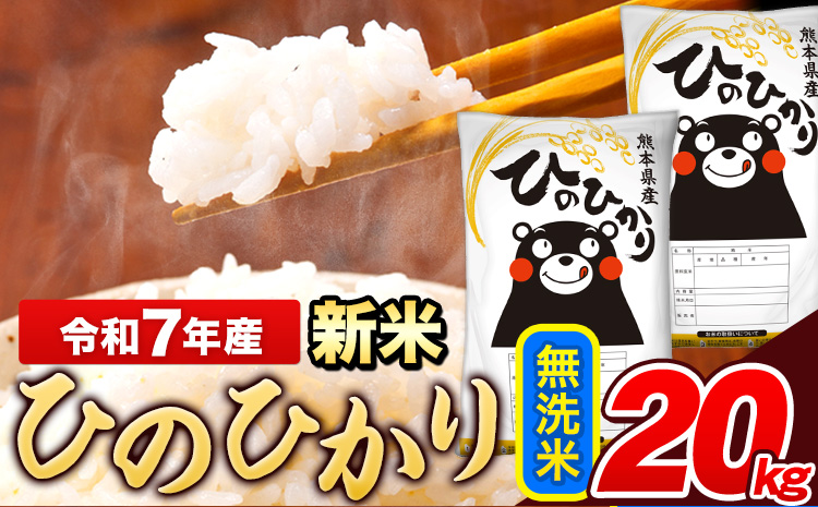 新米 令和7年産 ひのひかり 無洗米 20kg(5kg×4袋)《7-14日以内に出荷予定(土日祝除く)》 熊本県産 米---ng_hn7_wx_48500_20kg_m---