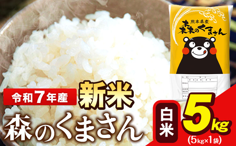 新米 令和7年産 森のくまさん 5kg × 1袋  白米 熊本県産 単一原料米 森くま《7-14日以内に出荷予定(土日祝除く)》送料無料---ng_mk7_wx_12500_5kg_h---