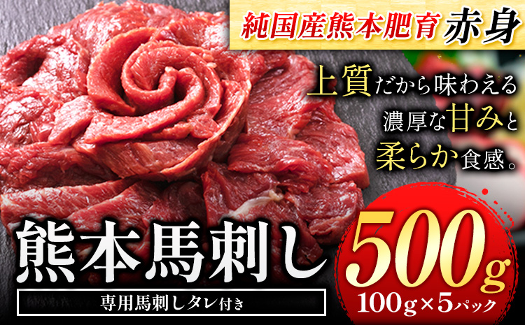 馬刺し 赤身 馬刺し 500g【純 国産 熊本 肥育】 たっぷり タレ付き 生食用 冷凍《60日以内に出荷予定(土日祝除く)》送料無料 国産 絶品 馬肉 肉 ギフト---ng_fjst5_60d_r7_14000_500g---