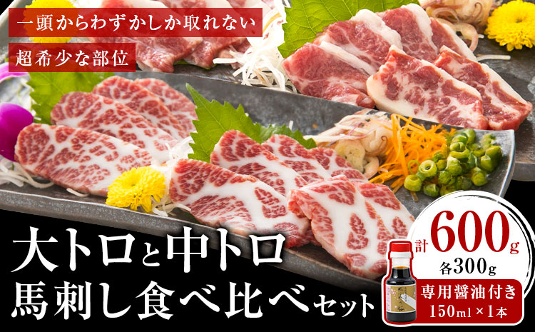 大トロ 中トロ 馬刺し 各300g 食べ比べ 計600g (専用醤油付き150ml×1本) 桜屋 《30日以内に出荷予定(土日祝除く)》 熊本県 長洲町 送料無料 肉 馬肉 馬さし---sn_fskotct_30d_25_70000_600g---