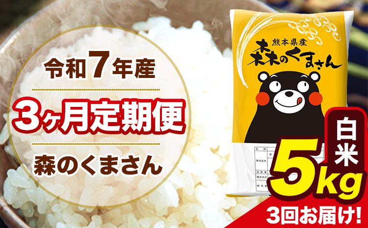 令和7年産 森のくまさん 白米【3ヶ月定期便】 5kg 5kg×1袋 計3回お届け 《お申込み翌月から出荷》 お米 こめ 熊本県産 ご飯 備蓄---mk7tei_30000_5kg_mo3_ng_h---