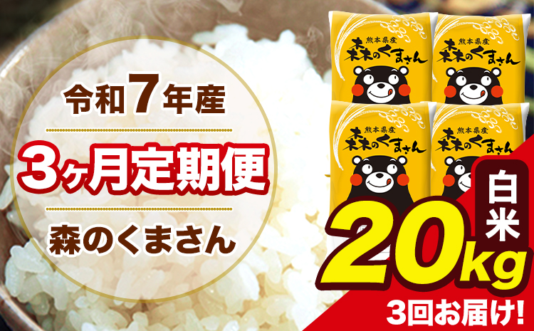 令和7年産 森のくまさん 白米 【3ヶ月定期便】20kg 5kg×4袋 計3回お届け 《お申込み翌月から出荷》 お米 こめ 熊本県産 ご飯 備蓄---mk7tei_115500_20kg_mo3_ng_h---