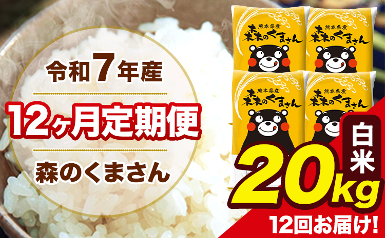 令和7年産 森のくまさん 白米【12ヶ月定期便】 20kg 5kg×4袋 計12回お届け 《お申込み翌月から出荷》 お米 こめ 熊本県産 ご飯 備蓄---mk7tei_462000_20kg_mo12_ng_h---