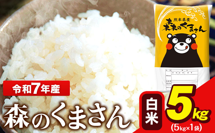 令和7年産 森のくまさん 5kg × 1袋  白米 熊本県産 単一原料米 森くま《7-14日以内に出荷予定(土日祝除く)》送料無料---ng_mk7_wx_10000_5kg_h---
