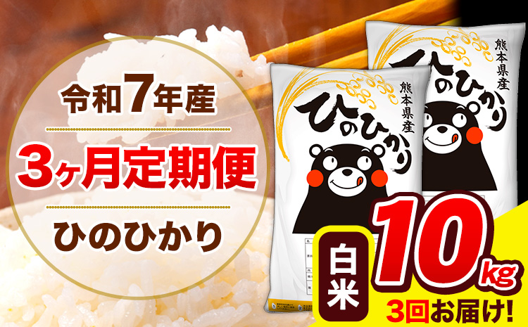令和7年産 ひのひかり 【3ヶ月定期便】 白米  10kg (5kg×2袋) 計3回お届け 《お申込み翌月から出荷》 熊本県産 白米 精米 ひの 米 こめ お米 熊本県 長洲町---hn7tei_58500_10kg_mo3_ng_h---