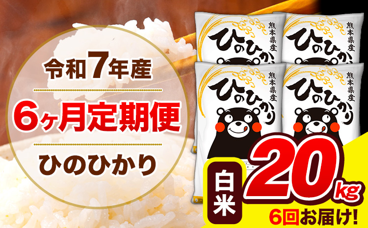 令和7年産 ひのひかり【6ヶ月定期便】白米  20kg (5kg×4袋) 計6回お届け 《お申込み翌月から出荷》 熊本県産 白米 精米 ひの 米 こめ お米 熊本県 長洲町---hn7tei_231000_20kg_mo6_ng_h---