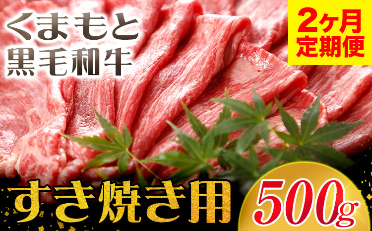 【2ヶ月定期便】牛肉 くまもと黒毛和牛 すき焼き用 500g 肉 黒毛和牛 長洲町L（桜屋）《お申込み月の翌月から出荷開始》 定期 ---sn_f501kwsktei_r7_33000_mo2num1---st-p