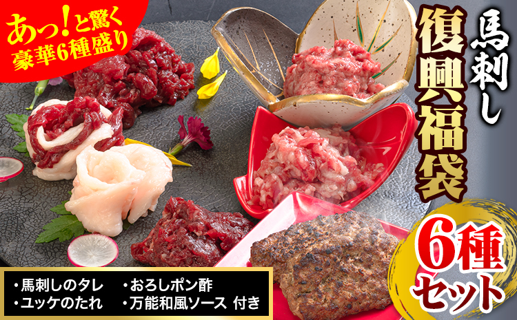 馬刺し 復興福袋6種セット 馬肉 トロ ハンバーグ ユッケ 赤身 株式会社千興ファーム《60日以内に出荷予定(土日祝除く)》---sn_ffkoub_60d_r7_13000_6set---