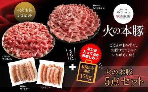 火の本豚 詰め合わせセット 切り落とし550g しゃぶしゃぶ用ロース300g あらびきウインナー10本入 チョリソーウィンナー10本