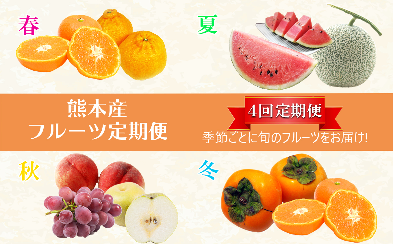 【定期便4回】嬉しい!季節の新鮮フルーツ定期便 春夏秋冬味わいプラン | 熊本県 和水町 くまもと なごみまち なごみ  果物 季節の果物 フルーツ 詰め合わせ セット 定期便 定期 4回