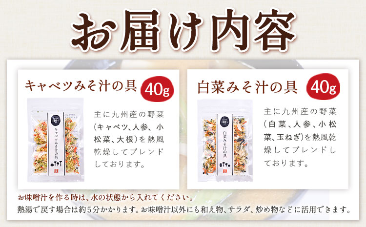 国産 乾燥野菜 みそ汁 2種セット キャベツ 2袋 白菜 2袋 合計 4袋 吉良食品 《30日以内に出荷予定(土日祝除く)》 熊本県 大津町 野菜 乾燥野菜 味噌汁 みそ汁 時短 簡単 便利---so_kiramssr_30d_r7_6000_4i---