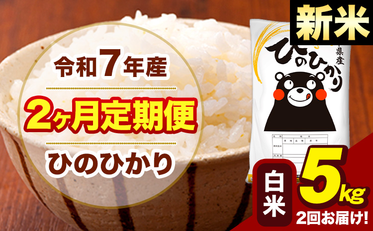 新米 令和7年産 白米 【2ヶ月定期便】 ひのひかり 5kg《お申込み翌月から出荷》熊本県 大津町 国産 熊本県産 ヒノヒカリ こめ お米---hn7tei_25000_5kg_mo2_oz_h---