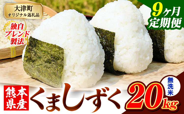【9ヶ月定期便】熊本県産 ブレンド米 くましずく 無洗米 20kg《お申込み翌月から出荷》こめ ふるさとのうぜい コメ お米 おこめ---oz_ksztei_400500_20kg_m_mo9---