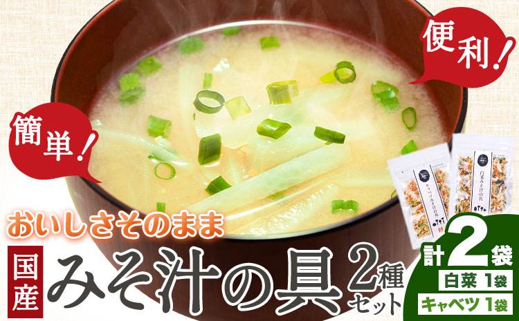 国産 乾燥野菜 みそ汁 2種セット キャベツ 1袋 白菜 1袋 合計 2袋 吉良食品 《30日以内に出荷予定(土日祝除く)》 熊本県 大津町 野菜 乾燥野菜 味噌汁 みそ汁 時短 簡単 便利---so_kiramssr_30d_r7_4500_2i---