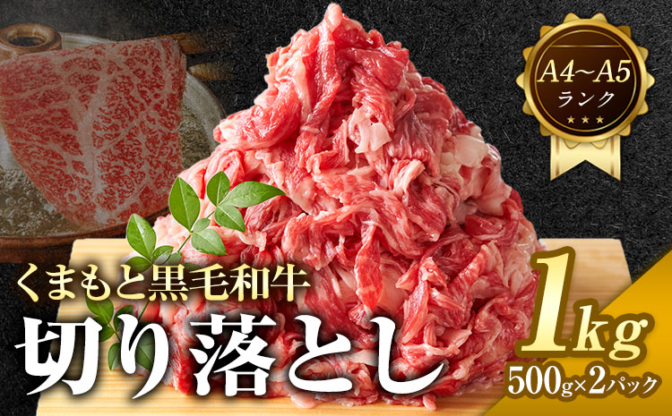 【A4～A5】くまもと 黒毛和牛 切り落とし 1kg 《30日以内に出荷予定(土日祝除く)》熊本県 大津町 黒毛和牛 肉 お肉 和牛 牛 牛肉 A5 A4 小分け MEAT PLUS---so_fmpkkko_30d_r7_12500_1kg---