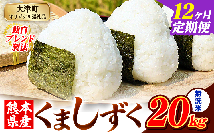 【12ヶ月定期便】無洗米 熊本県産 ブレンド米 くましずく 20kg 熊本県産 ふるさと納税 精米 米 こめ ふるさとのうぜい コメ お米 おこめ《お申込み翌月から出荷》---oz_ksztei_534000_20kg_m_mo12---
