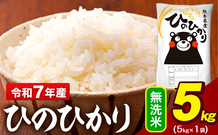 令和7年産 無洗米 米 ひのひかり 5kg《7-14日以内に出荷予定(土日祝除く)》熊本県 大津町 国産 熊本県産 無洗米 精米 送料無料 ヒノヒカリ こめ お米---oz_hn7_wx_12500_5kg_m---