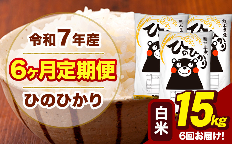 令和7年産 【6ヶ月定期便】 白米 米 ひのひかり 15kg《お申込み翌月から出荷》熊本県 大津町 国産 熊本県産 白米 送料無料 ヒノヒカリ こめ お米---hn7tei_219000_15kg_mo6_oz_h---